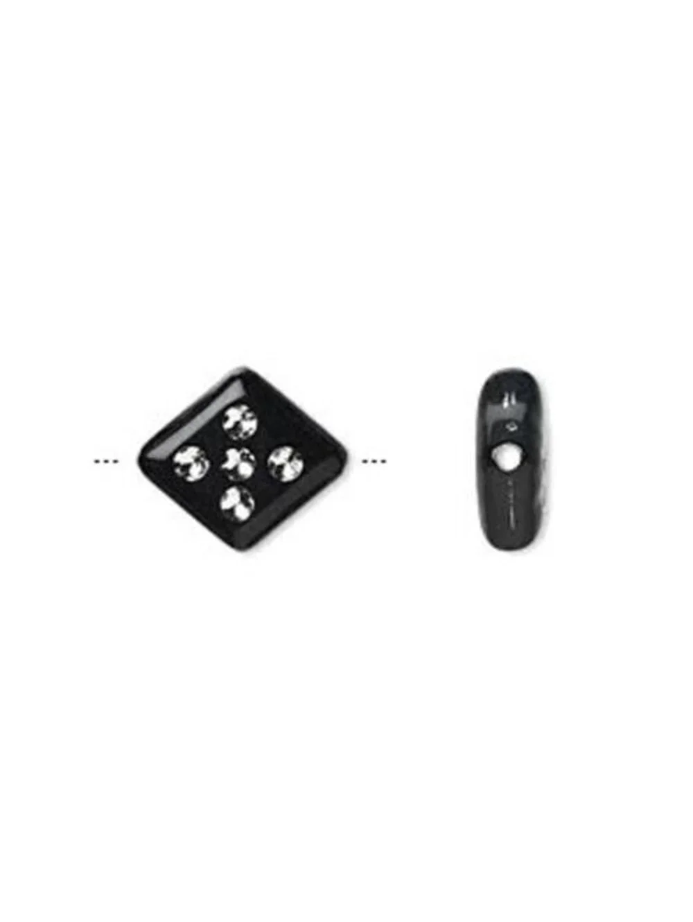Vintage Diamond Dice Acrylic Beads Black Silver Dots Retro Shabby Chic 20 pcs
